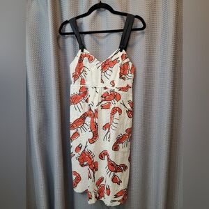 Anthropologie Edmé & Esyllte "Salty Seas" Lobster Print Party Dress Size 2